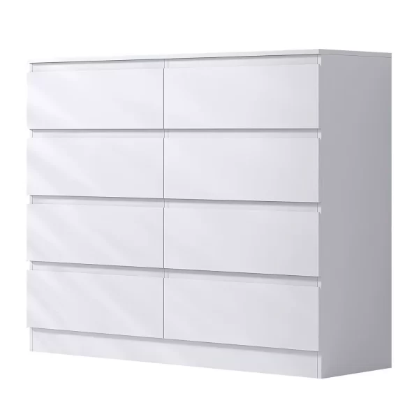 Matt White Chest Of 8 Drawers Bedroom Furniture Scratch Resistant Deep Drawer