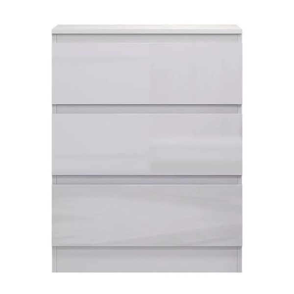 3 Drawer Chest of Drawers White Gloss Fronts Bedroom Furniture 77 X 60 X 40 - Image 5