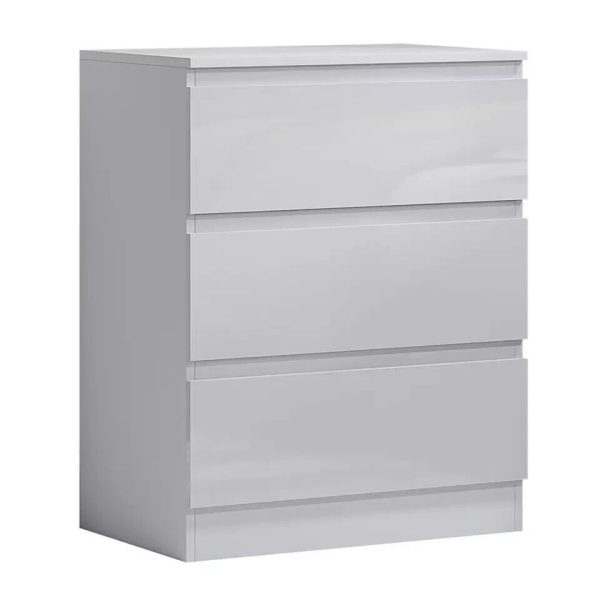 3 Drawer Chest of Drawers White Gloss Fronts Bedroom Furniture 77 X 60 X 40 - Image 6