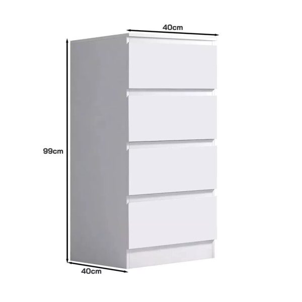 4 Drawer Chest Of Drawers White Matt Bedside Scratch Resistant - Image 5