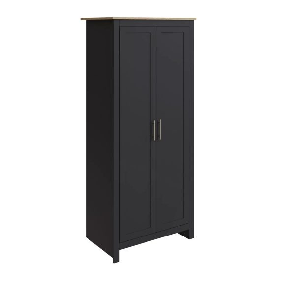 Bedroom Set 3pc Black Bedside Cabinet Chest of Drawers Wardrobe Modern Lancaster - Image 3