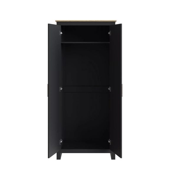 Bedroom Set 3pc Black Bedside Cabinet Chest of Drawers Wardrobe Modern Lancaster - Image 4