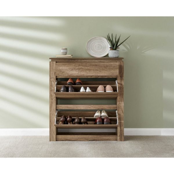 Canyon 2 Tier Shoe Storage with Drawer Oak Veneer 3D finish - Image 11