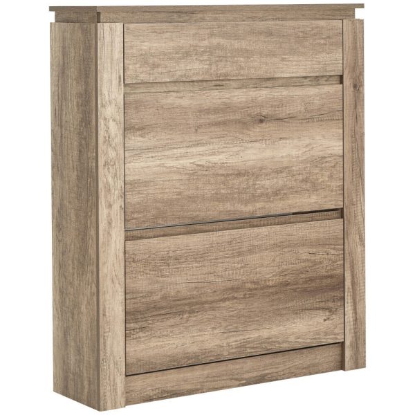 Canyon 2 Tier Shoe Storage with Drawer Oak Veneer 3D finish - Image 3