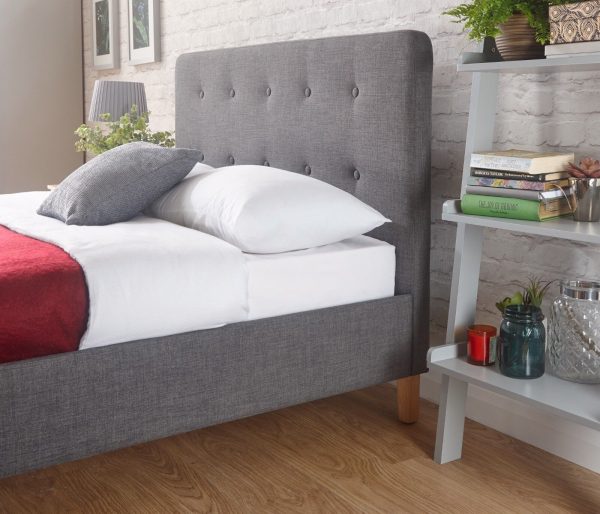 Dark Grey Ashbourne 5ft King Fabric bed Retro design Stone - Image 5