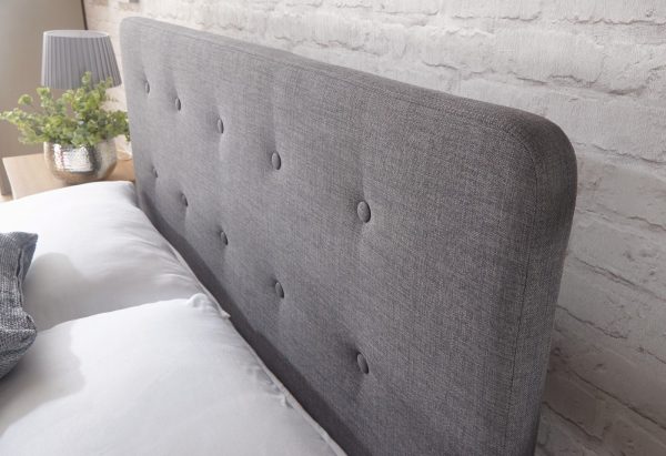 Dark Grey Ashbourne 5ft King Fabric bed Retro design Stone - Image 7