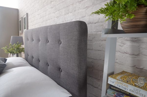 Dark Grey Ashbourne 5ft King Fabric bed Retro design Stone - Image 8