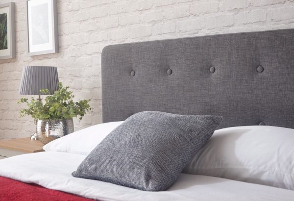 Dark Grey Ashbourne 5ft King Fabric bed Retro design Stone - Image 9