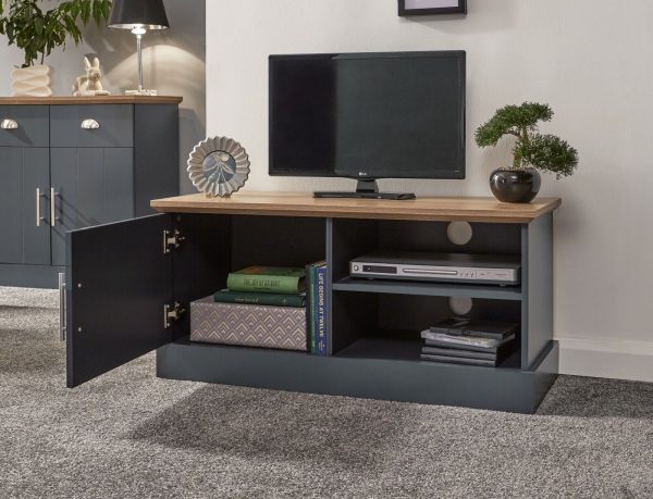 KENDAL COMPACT TV STAND MEDIA UNIT SLATE BLUE SD - Image 3