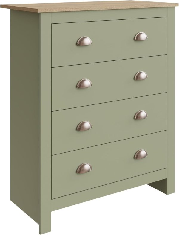 Lancaster 3 Piece bedroom set 2 Door Wardrobe Bedside cab 4 drawer chest - Sage - Image 6