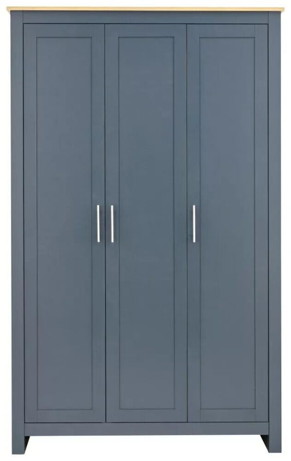 Lancaster Country Style 3 Door Wardrobe Robe Blue Grey "customer return" - Image 5