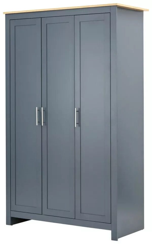 Lancaster Country Style 3 Door Wardrobe Robe Blue Grey "customer return"