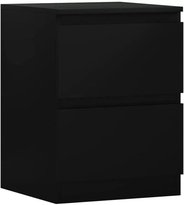 Matt Black Bedside Cabinet 2 Drawer Chest - Image 4