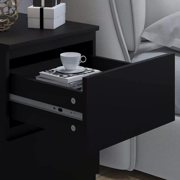 Matt Black Bedside Cabinet 2 Drawer Chest - Image 5