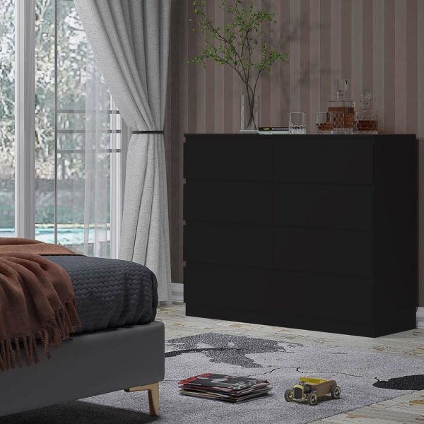 Matt Black XL 8 Drawer Chest. Modern Bedroom Furniture Chest of Drawers - Image 3