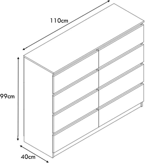 Matt Black XL 8 Drawer Chest. Modern Bedroom Furniture Chest of Drawers - Image 4