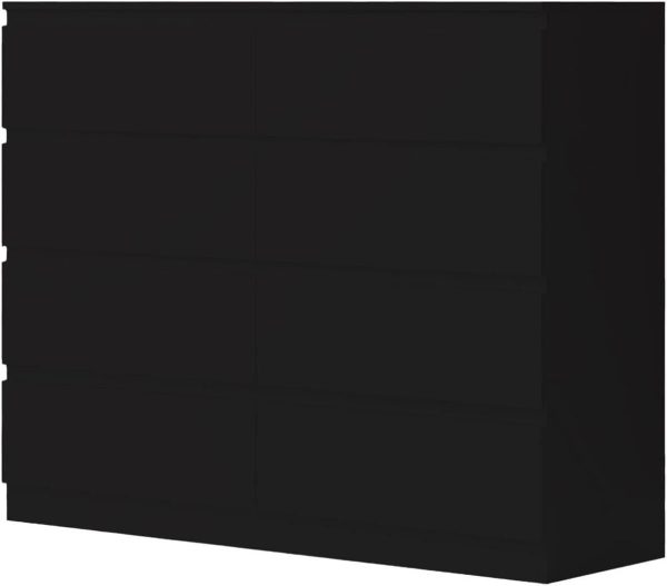 Matt Black XL 8 Drawer Chest. Modern Bedroom Furniture Chest of Drawers