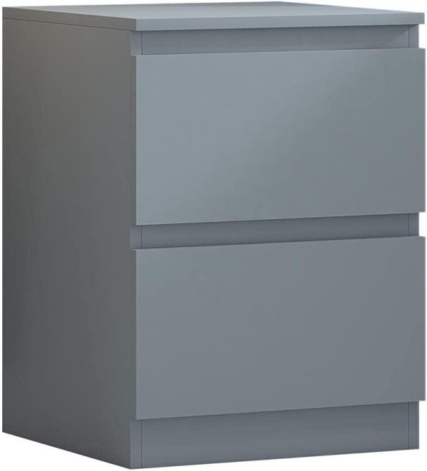 Matt Grey Bedside Chest Of 2 Drawers Bedroom Furniture Scratch Resistant - Image 3