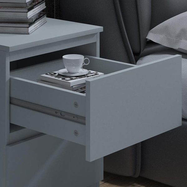 Matt Grey Bedside Chest Of 2 Drawers Bedroom Furniture Scratch Resistant - Image 5