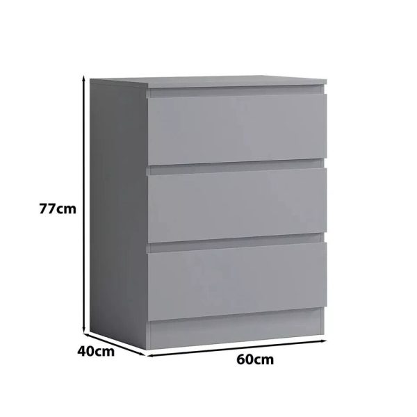 Matt Grey Chest of Drawers 3 Drawer Bedroom Furniture scratch resistant - Image 4