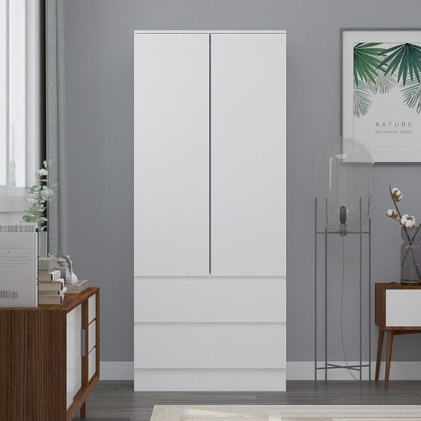 Matt White 2 Door 2 drawer Combi Wardrobe Scratch Resistant Soft Close - Image 3