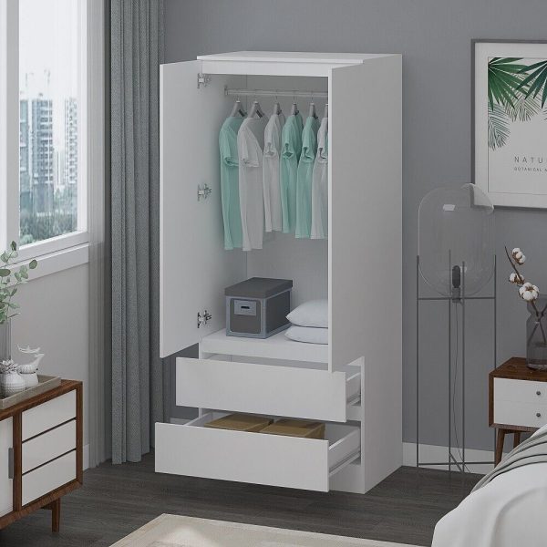 Matt White 2 Door 2 drawer Combi Wardrobe Scratch Resistant Soft Close - Image 5