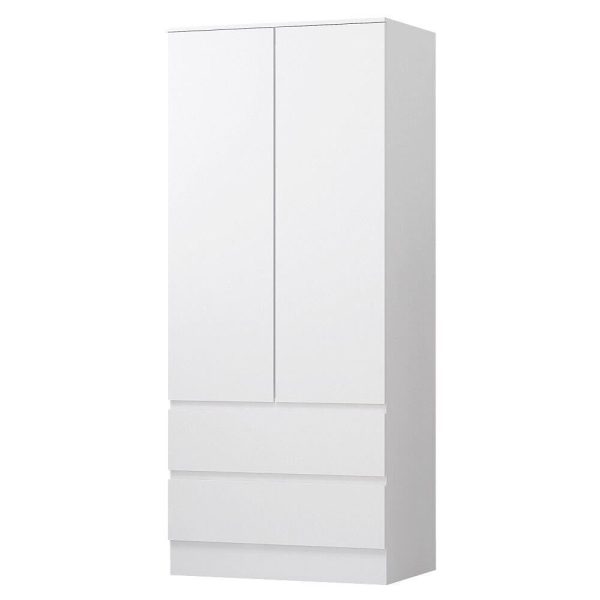 Matt White 2 Door 2 drawer Combi Wardrobe Scratch Resistant Soft Close