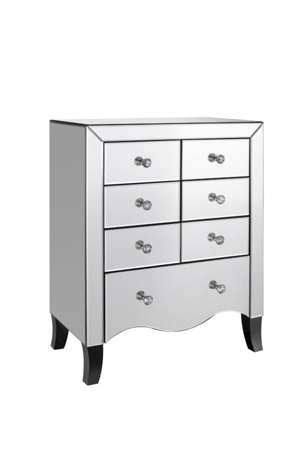 Mirrored Chest of 7 Drawers Vanity Storage Bedroom Furniture COLLECT ONLY - Image 3