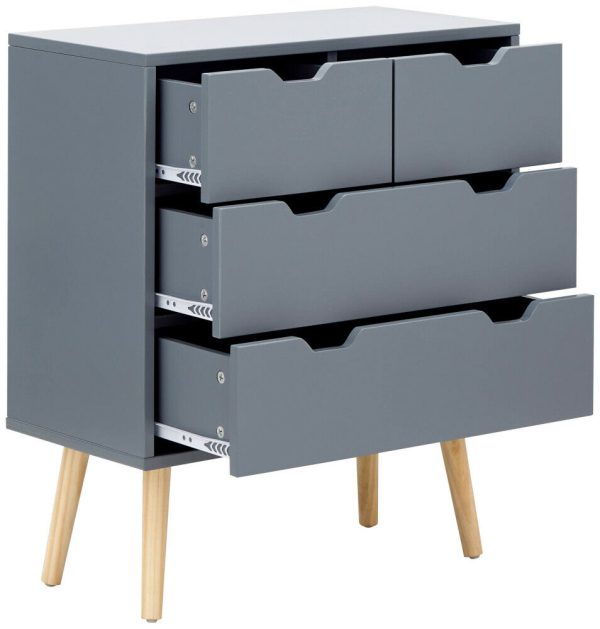 Nyborg Scandinavian Style Bedroom Furniture 2+2 DRAWER CHEST Dark Grey - Image 3