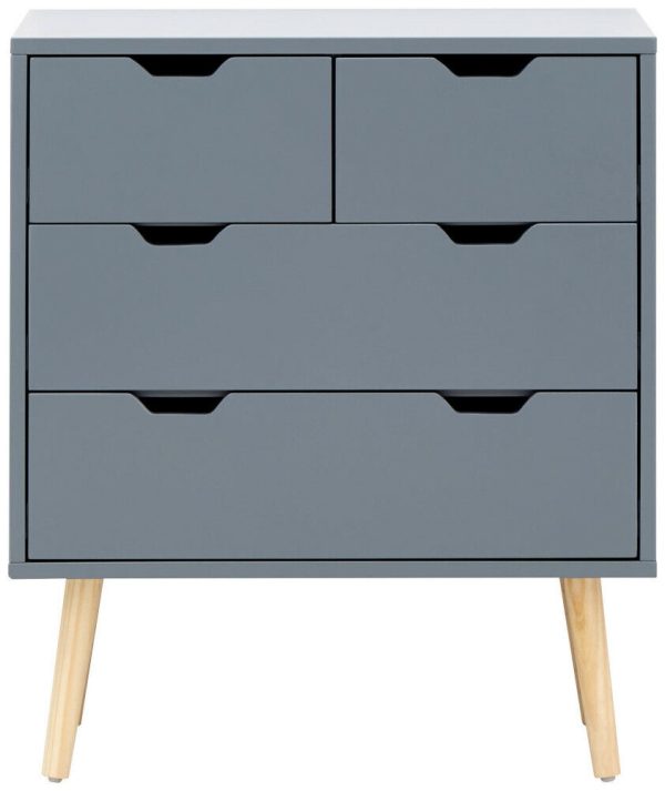 Nyborg Scandinavian Style Bedroom Furniture 2+2 DRAWER CHEST Dark Grey - Image 4