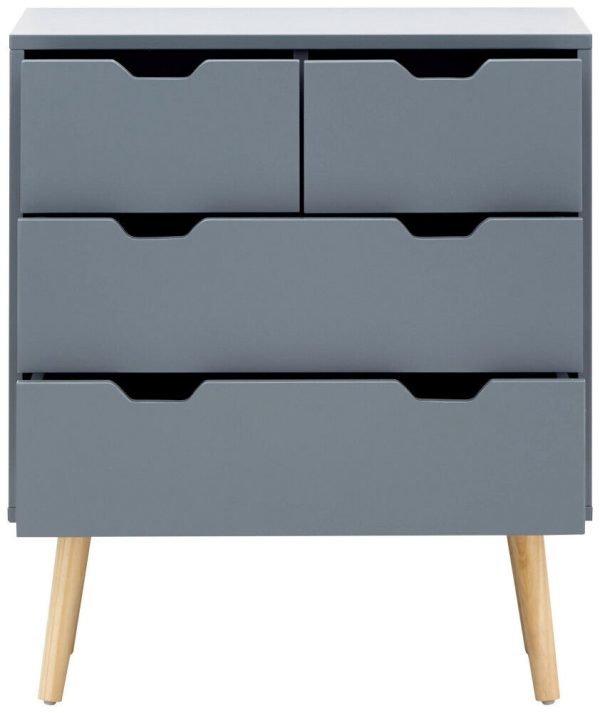 Nyborg Scandinavian Style Bedroom Furniture 2+2 DRAWER CHEST Dark Grey - Image 5