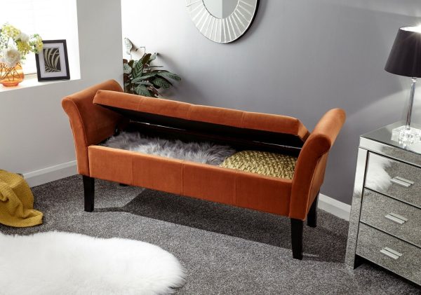 Osborne Fabric Ottoman Storage Seating Bench WINDOW SEAT RUSSET - Image 5