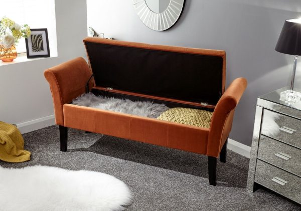 Osborne Fabric Ottoman Storage Seating Bench WINDOW SEAT RUSSET - Image 7