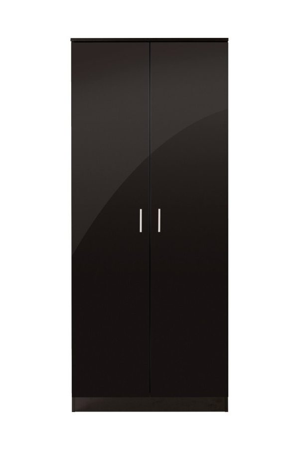 Ottowa Black 2 Door Wardrobe with Hanging Rail black gloss doors ottawa Graded - Image 5