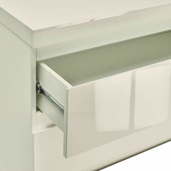 PURO 2 DRAWER BEDSIDE DRAWERS NIGHTSTAND CREAM HIGH GLOSS - Image 3