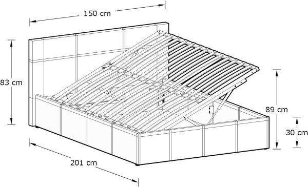 Side Lift 4ft 6 Double Ottoman Quality Fabric lift up storage bed Natural colour - Image 7