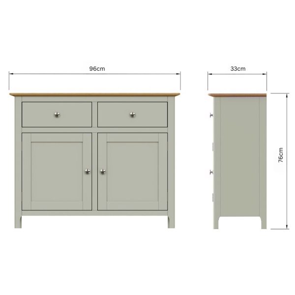 Sideboard Oak Veneered Top 2 Large Doors 2 Drawers Sage Green Finish ASSEMBLED - Image 5