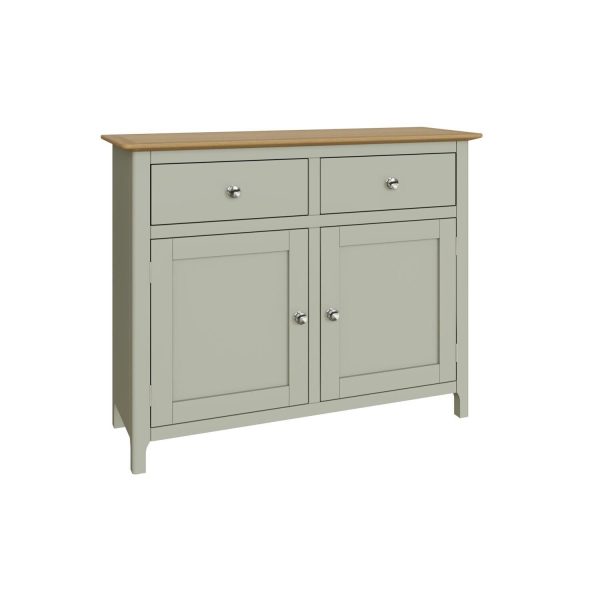 Sideboard Oak Veneered Top 2 Large Doors 2 Drawers Sage Green Finish ASSEMBLED - Image 8