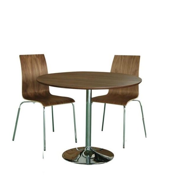 Soho 95 cm Round Walnut Pedestal Dining Cafe Bistro Table Only - Image 3