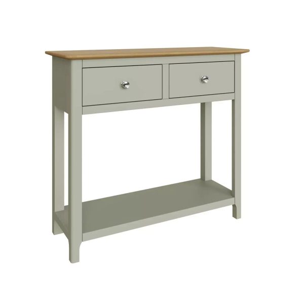 Solid Oak 2 Drawer Console Table Sage Green Oak Top Painted Finish - Image 8