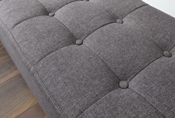 Verona Window Seat Stylish Textured Charcoal Grey Hopsack Fabric Storage Ottoman - Image 5