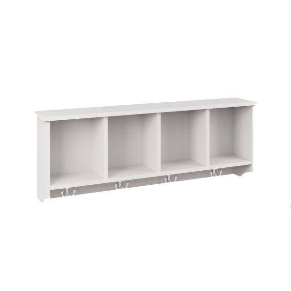 WHITE Kempton Wall Rack Storage Unit Shelf Holder Coat Jacket - Image 3