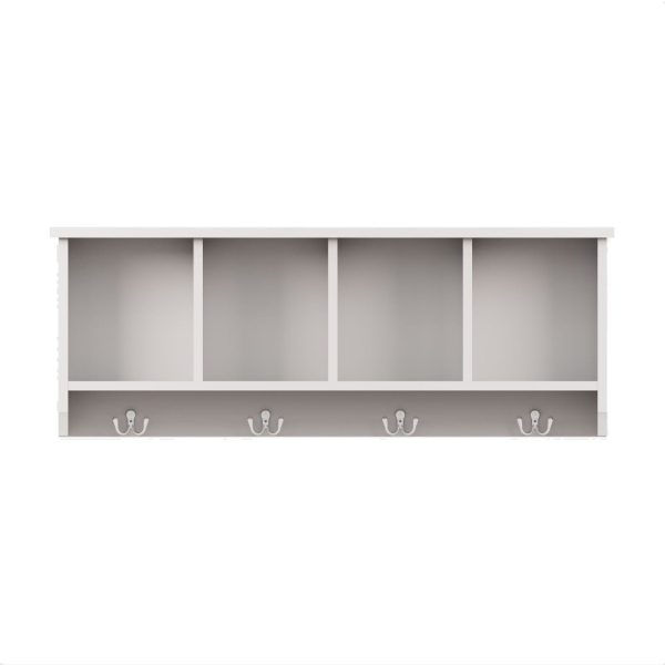 WHITE Kempton Wall Rack Storage Unit Shelf Holder Coat Jacket - Image 4