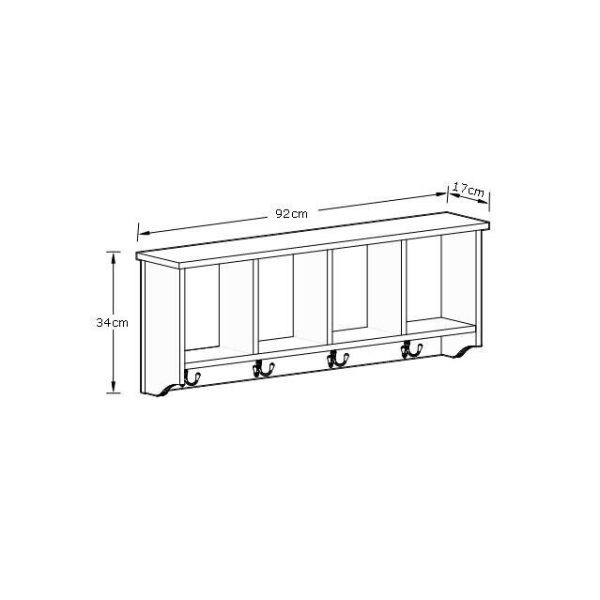 WHITE Kempton Wall Rack Storage Unit Shelf Holder Coat Jacket - Image 7