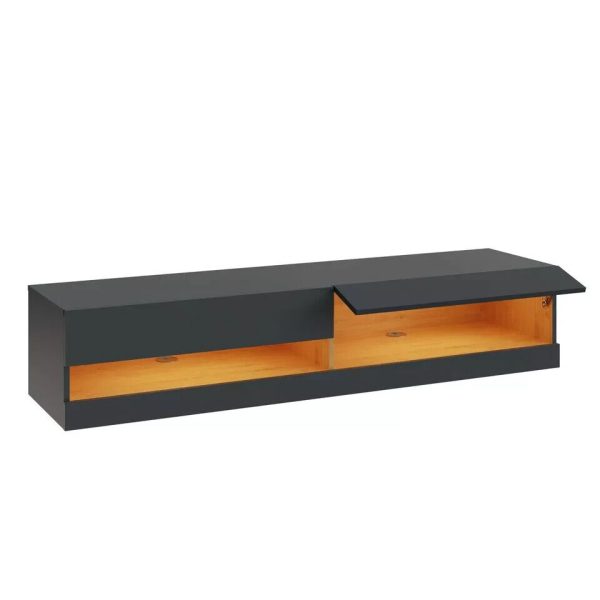 Wall Mount TV Stand 180cm Float LED Lights Storage Leon Anthracite/Oak - Image 4