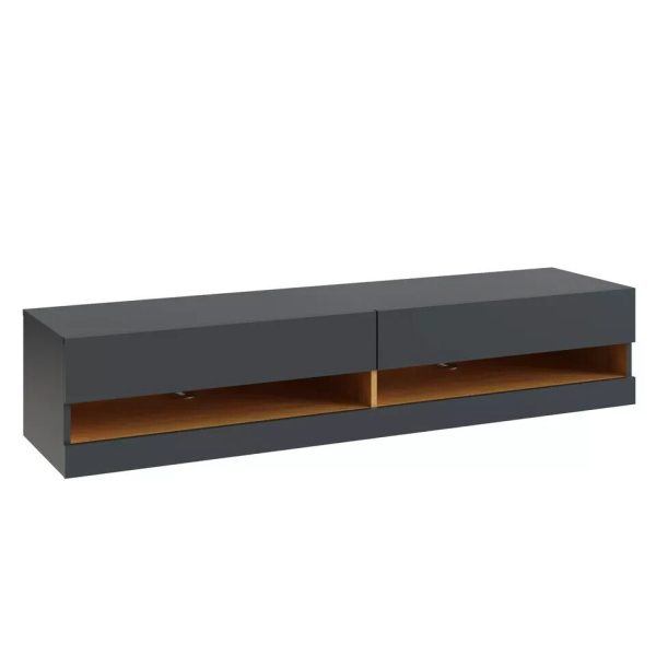 Wall Mount TV Stand 180cm Float LED Lights Storage Leon Anthracite/Oak - Image 5