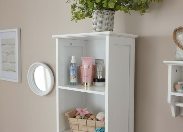 White Colonial Tall 1 Door Bathroom Cupboard shelves White - Image 6