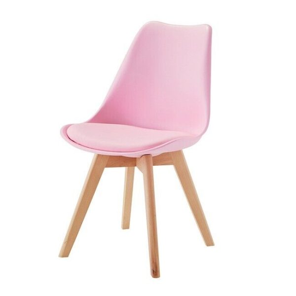 2 x Louvre Contemporary Pink Plastic Beech Cushioned Dining Chairs - Image 3