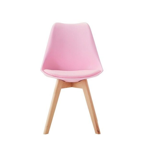 2 x Louvre Contemporary Pink Plastic Beech Cushioned Dining Chairs - Image 4