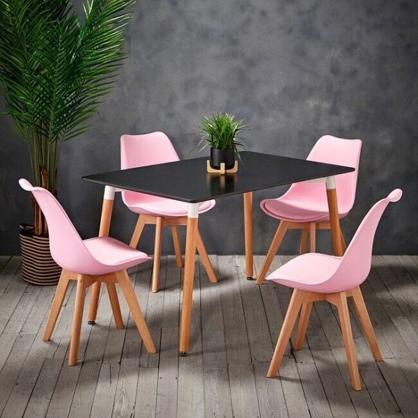 2 x Louvre Contemporary Pink Plastic Beech Cushioned Dining Chairs - Image 6